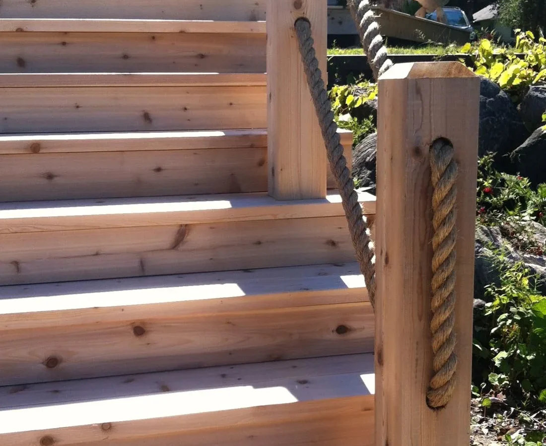 how to make a rope handrail for the garden