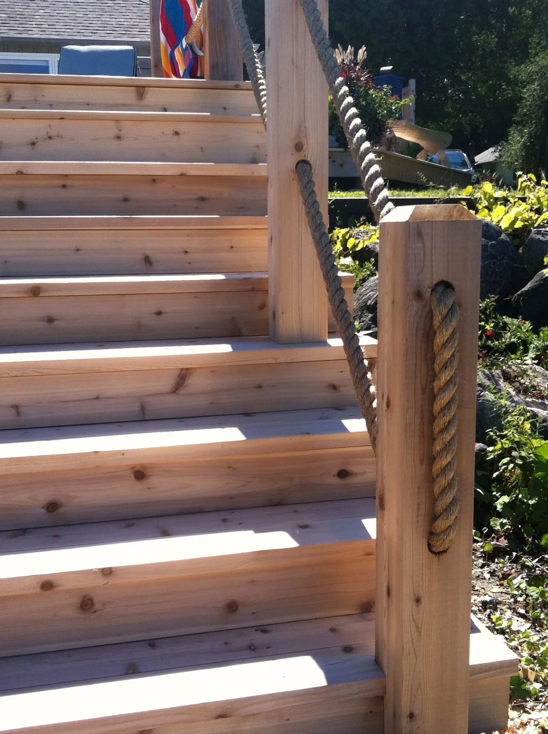 how to make a rope handrail for the garden