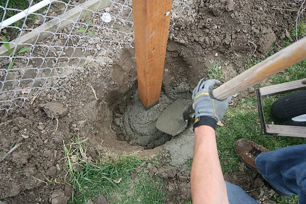 timber post concrete postcrete garden